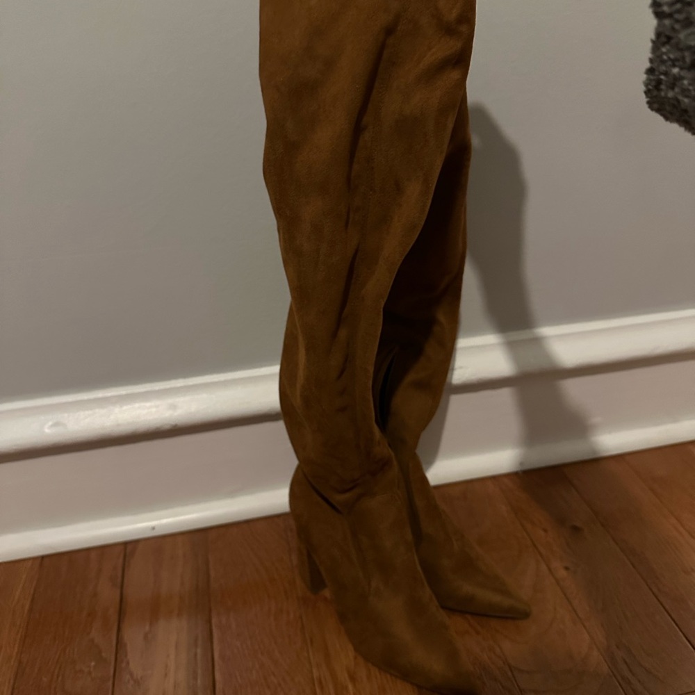 Brown Suede Over-the-Knee Boots